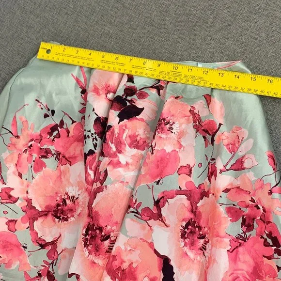 Jodi Kristopher Formal Elegant Floral Skirt Pleated Flared Puffy Skirt Pink 9 - Picture 5 of 13